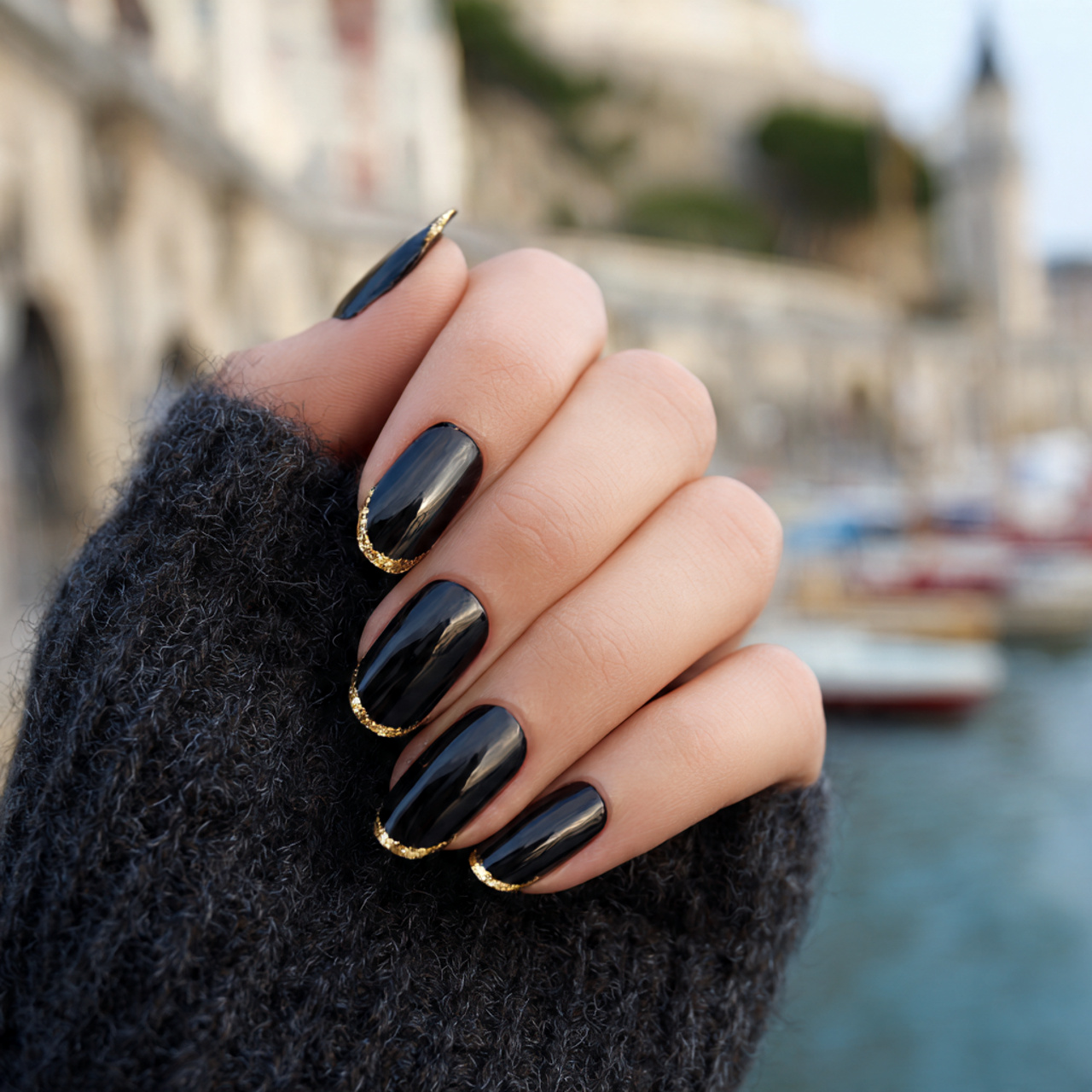 Black French with Golden Tips