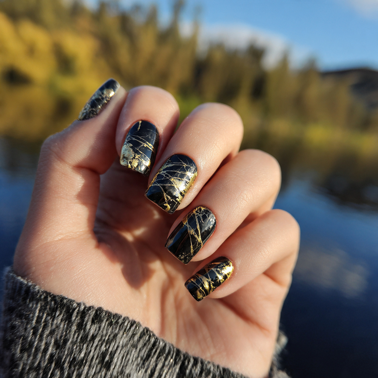 Black and Gold Nails