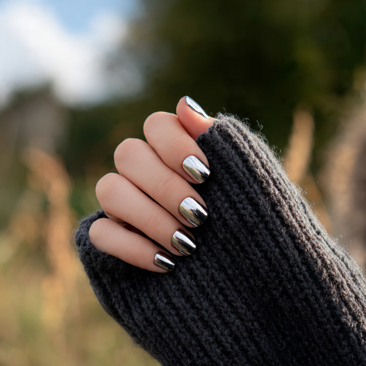 Black and Silver Nails