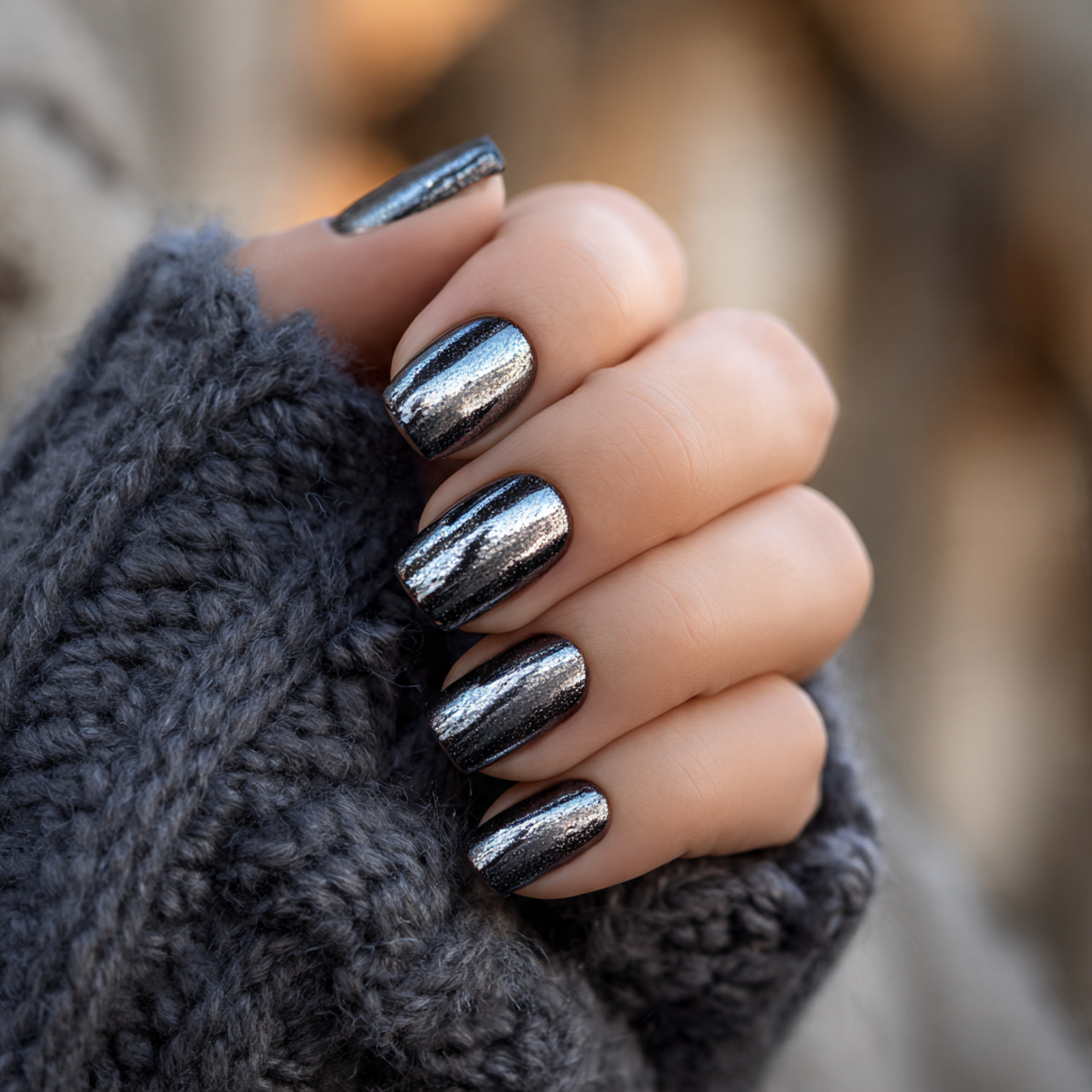 Black with Silver Foil Flicker