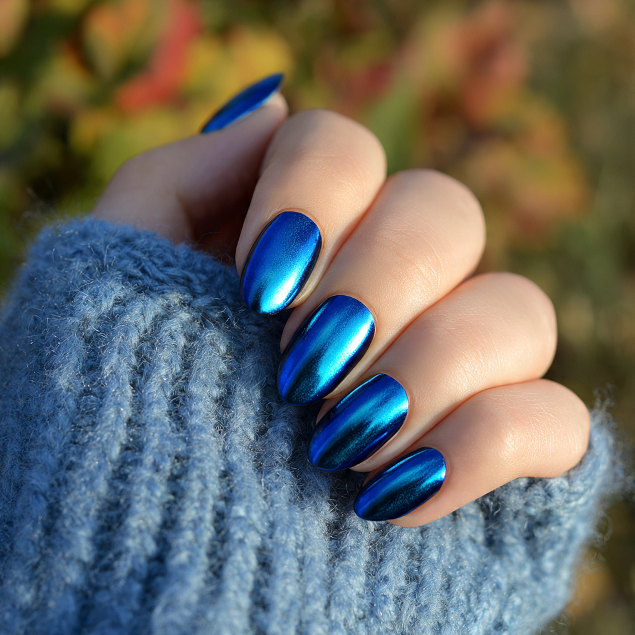 Blue Chrome Nails