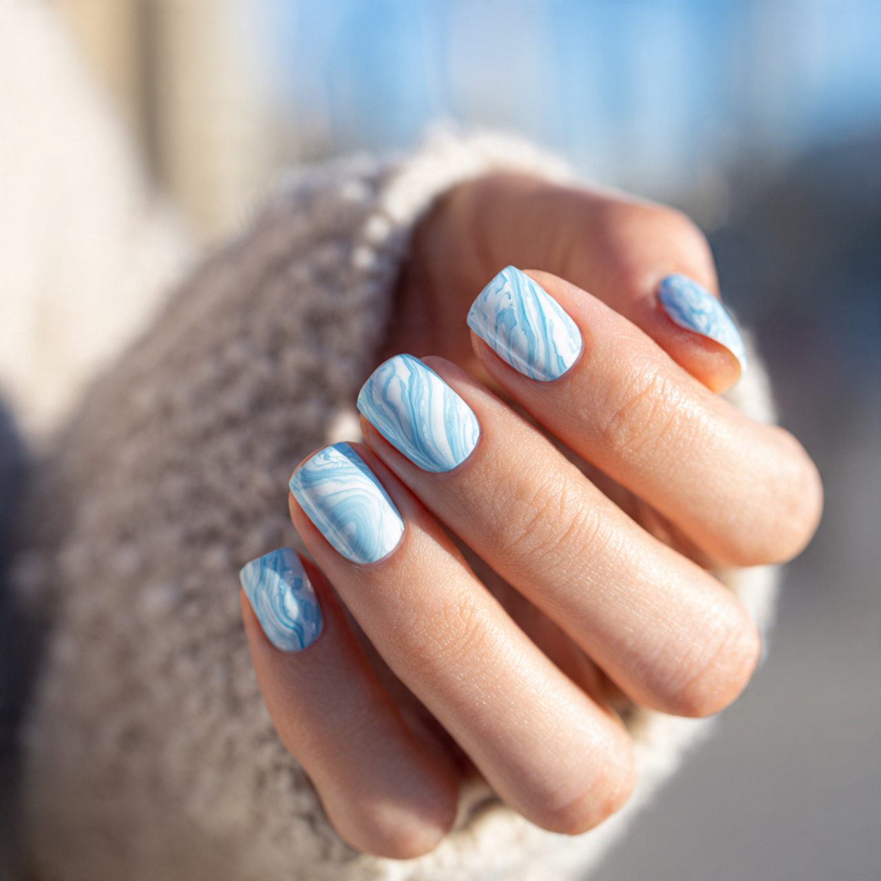 Elegant Blue and White Nails for a Fresh Look 10 Blue Lagoon Marble