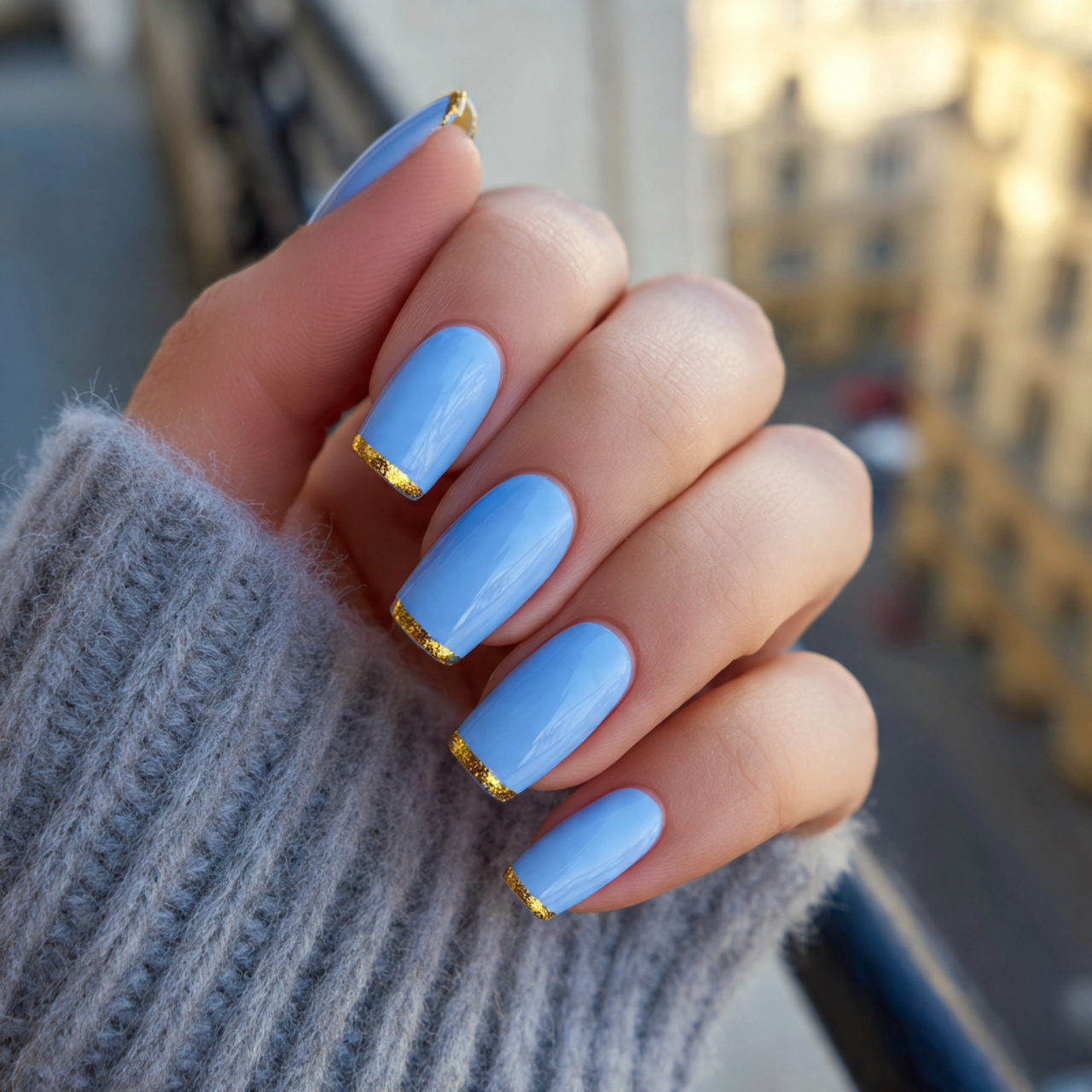 Blue and Gold Lined Tips