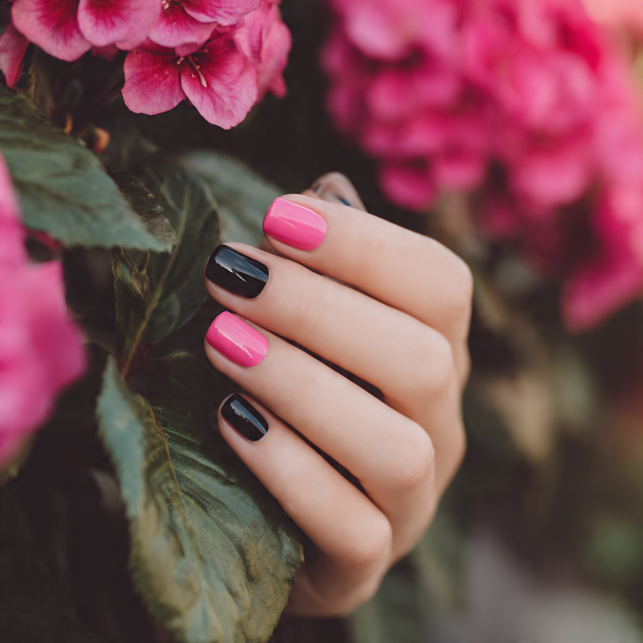Chic Black and Pink Nails for a Bold Mani 5 Blush & Ink