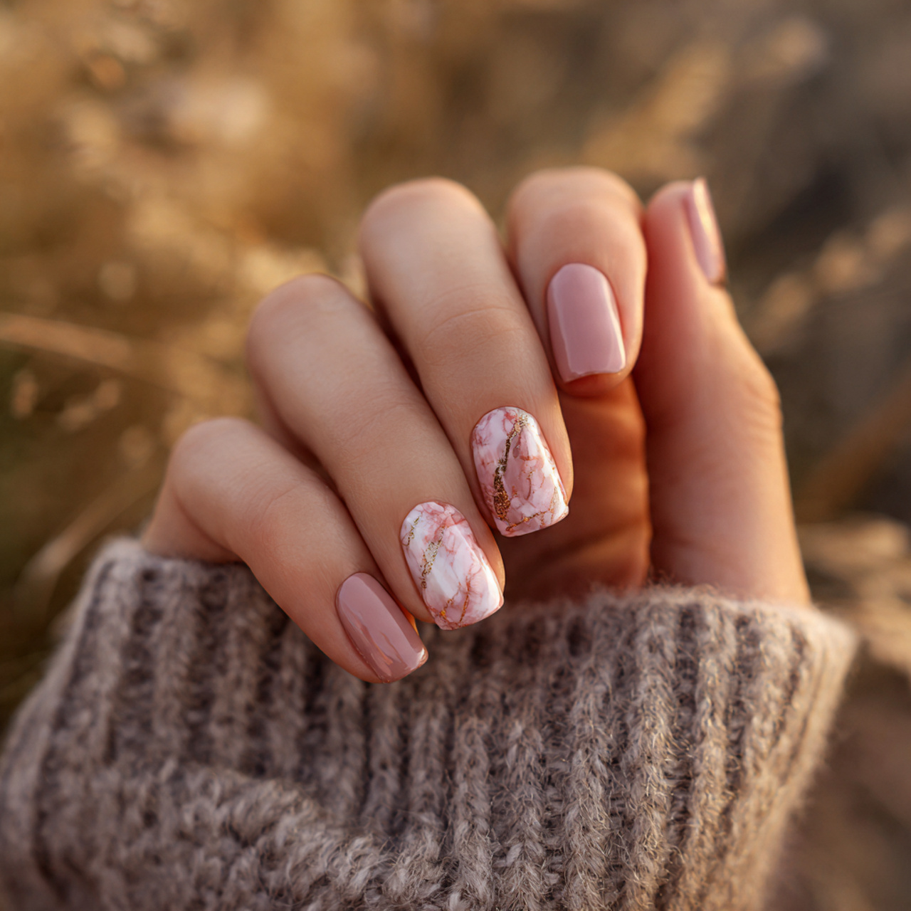 Chic Spring Nails Short for the New Season 10 Blush Marble Dream