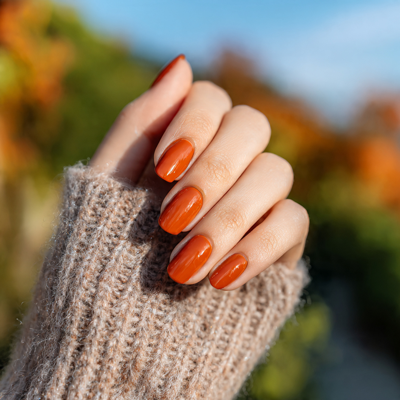 Cute and Spooky Halloween Nails to Try 6 Burnt Orange Minimal