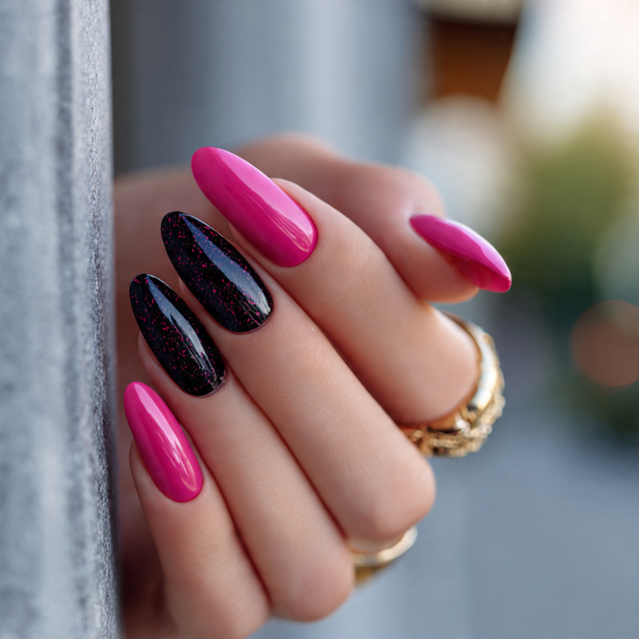 Chic Black and Pink Nails for a Bold Mani 9 Candy Midnight