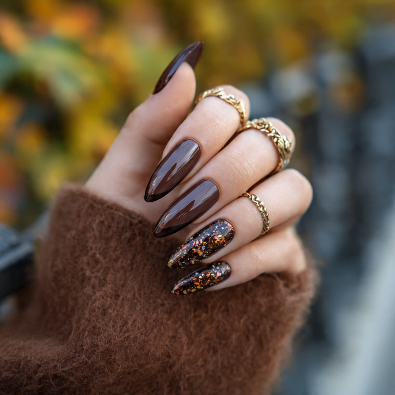 Cute and Spooky Halloween Nails to Try 9 Chocolate French Edge
