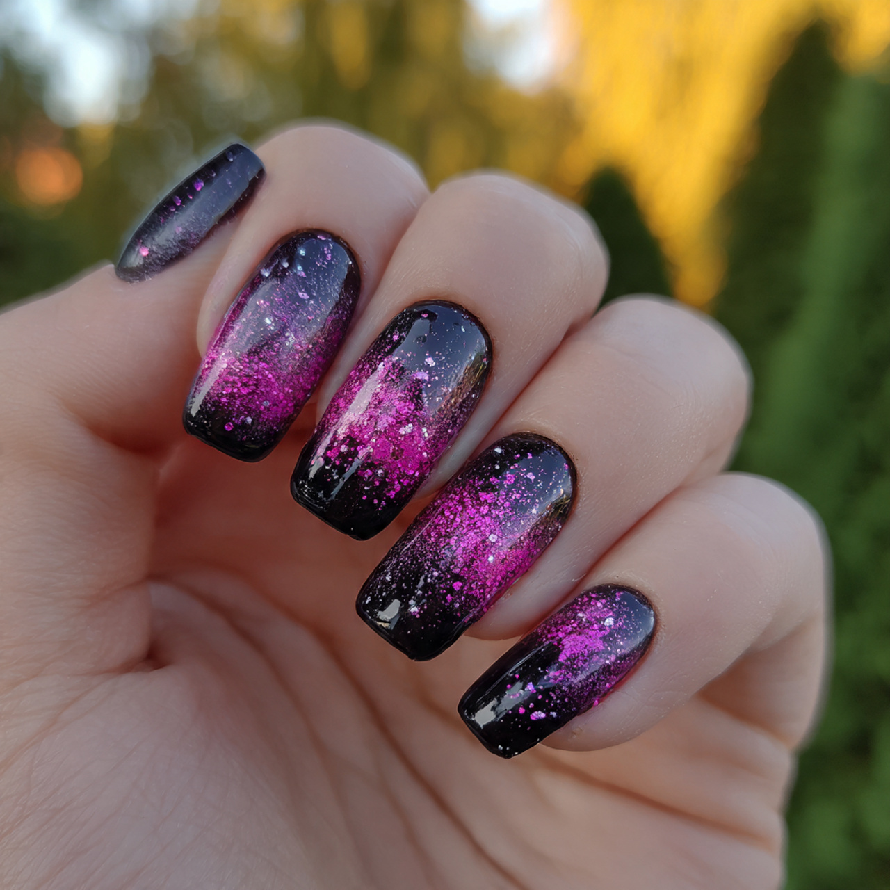 Chic Black and Pink Nails for a Bold Mani 4 Cosmic Rose