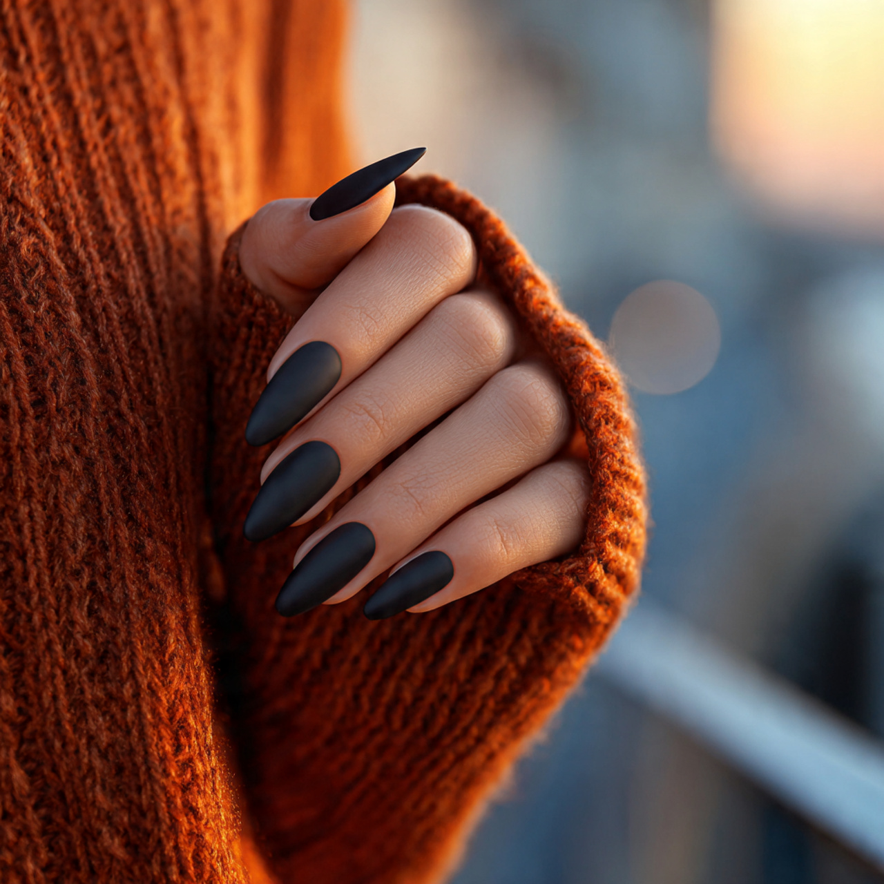 Chic Black Almond Nails for a Modern Look 5 Cozy Candlelight Glow