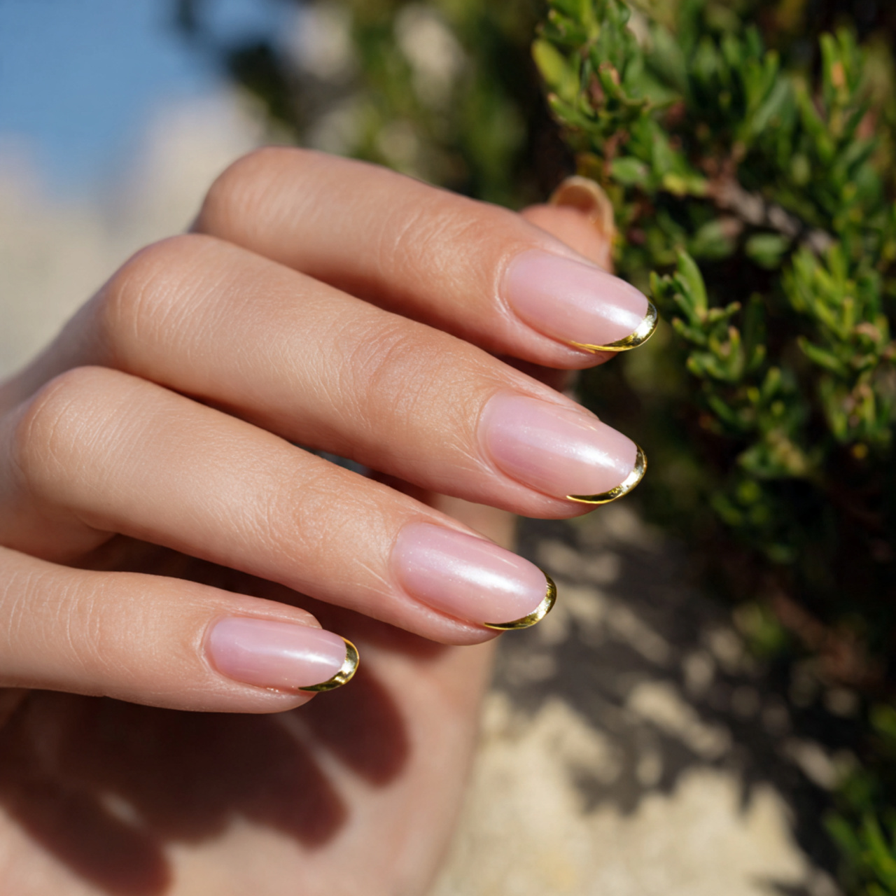 Creamy White with Gold French Outline