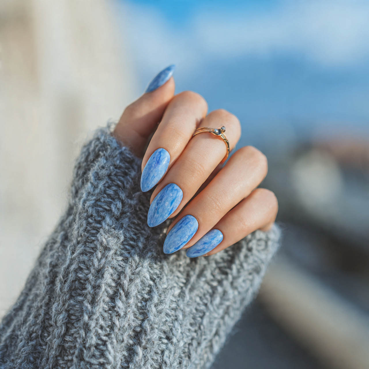 Elegant Blue and White Nails for a Fresh Look 9 Frosted Indigo
