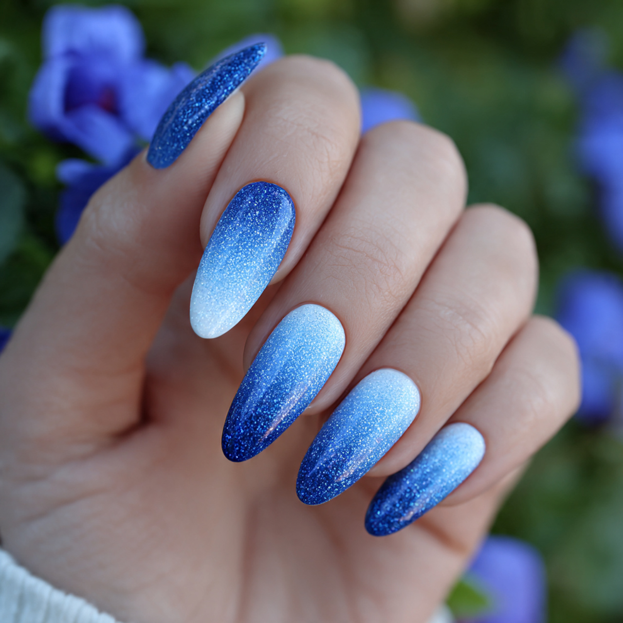 Elegant Blue and White Nails for a Fresh Look 6 Gentle Waves