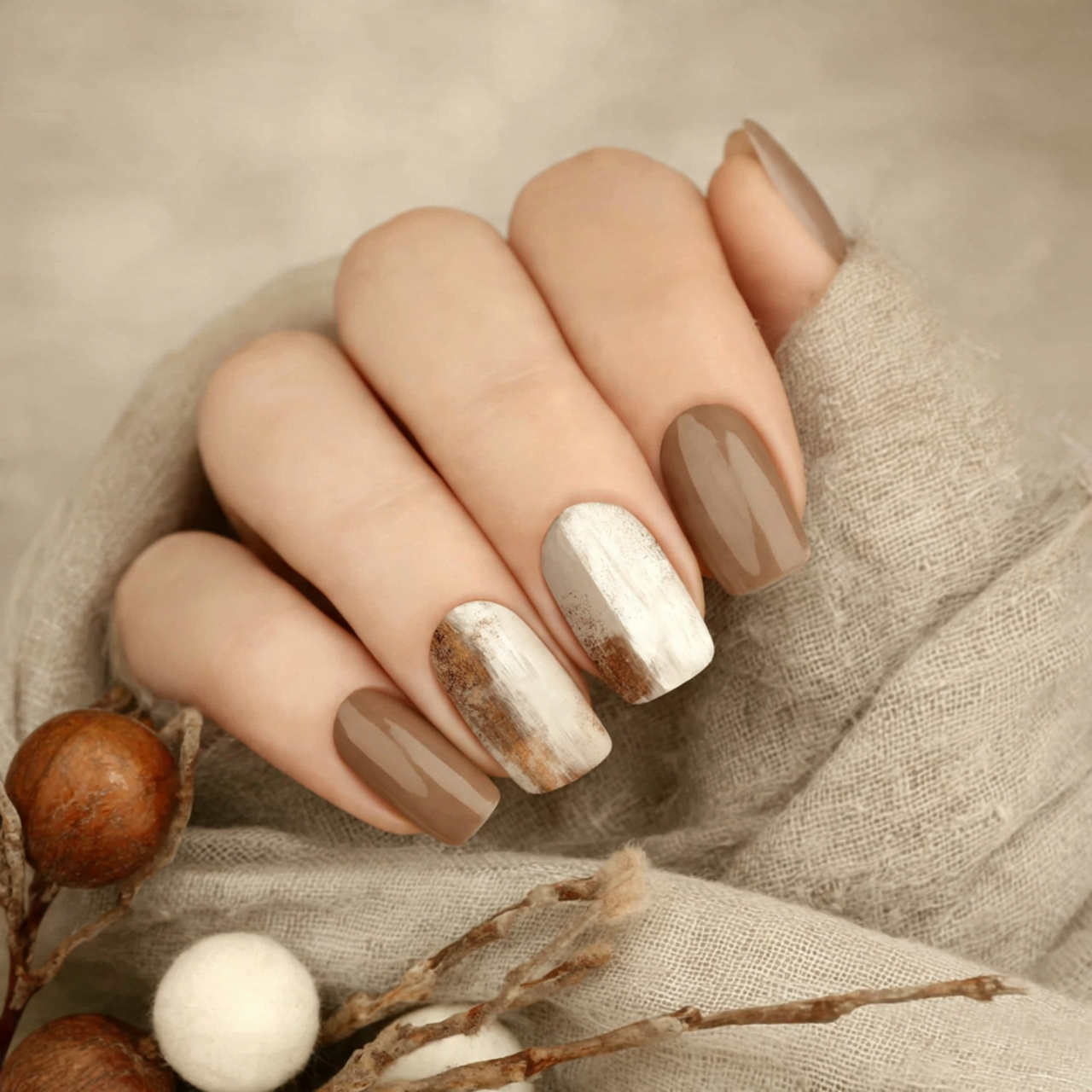 Trendy Cute Winter Nails for the Cold Season 6 Glittering Champagne Frost