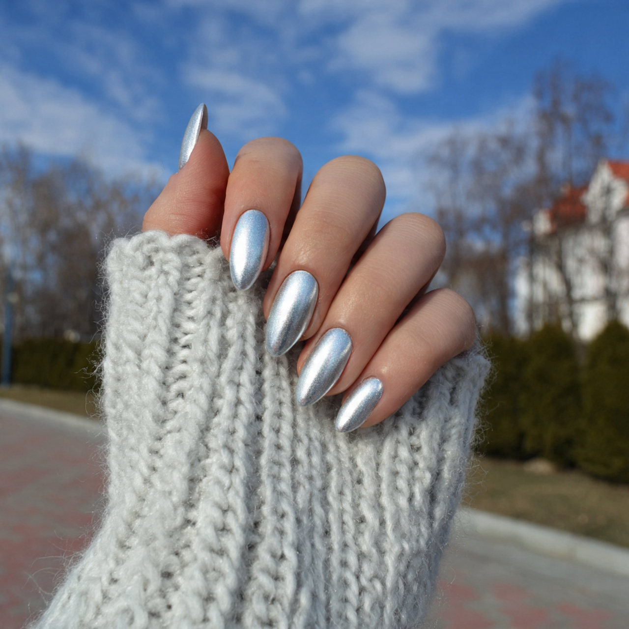 Chic White Chrome Nails You’ll Love in This Season 3 Icy Silver Whisper