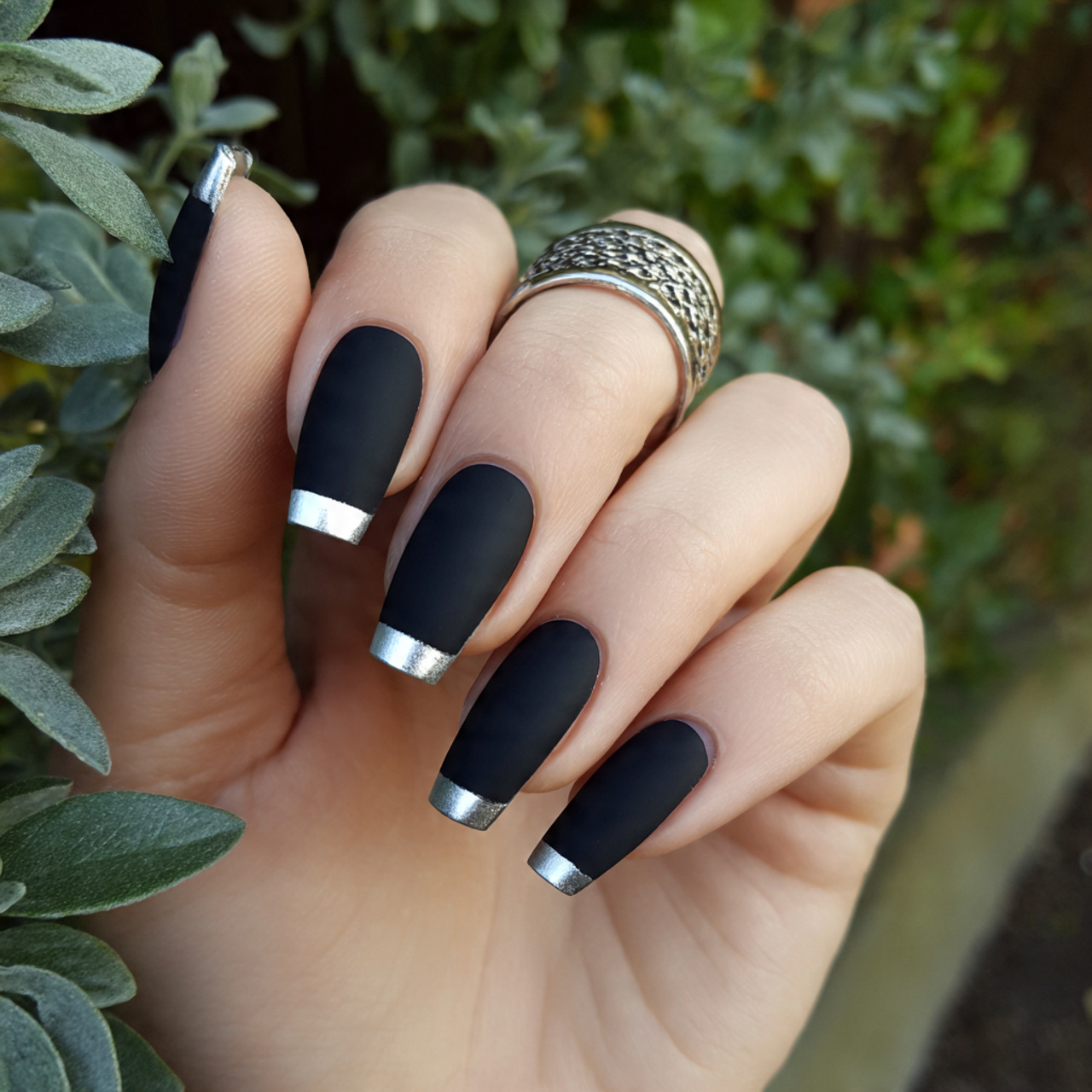 Matte Black with Silver Tips