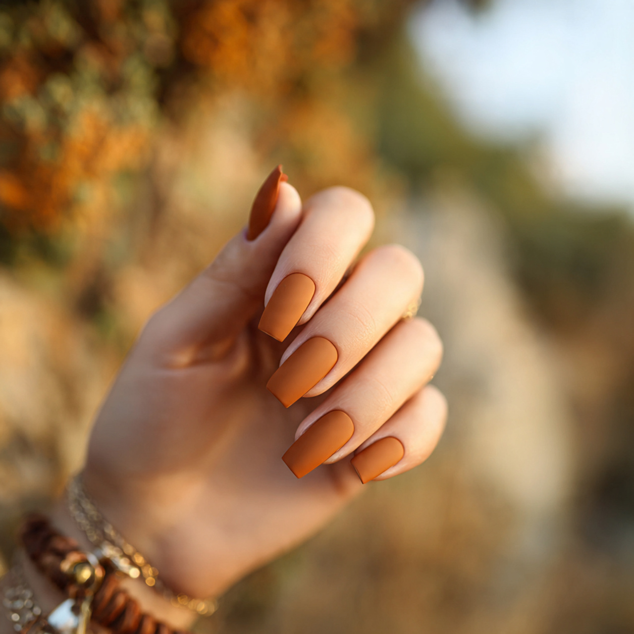 Classy and Modern Short Coffin Nails 6 Matte Caramel Dream