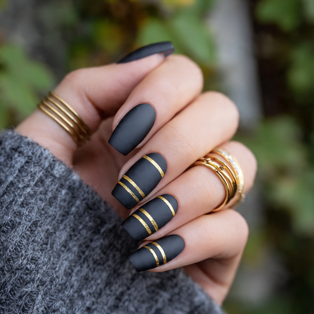 Matte Noir with Golden Lines