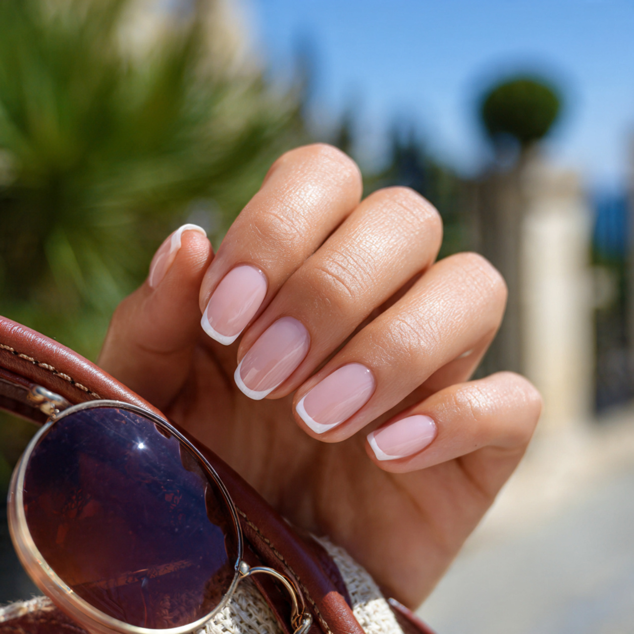 Classy and Modern Short Coffin Nails 4 Micro French Elegance