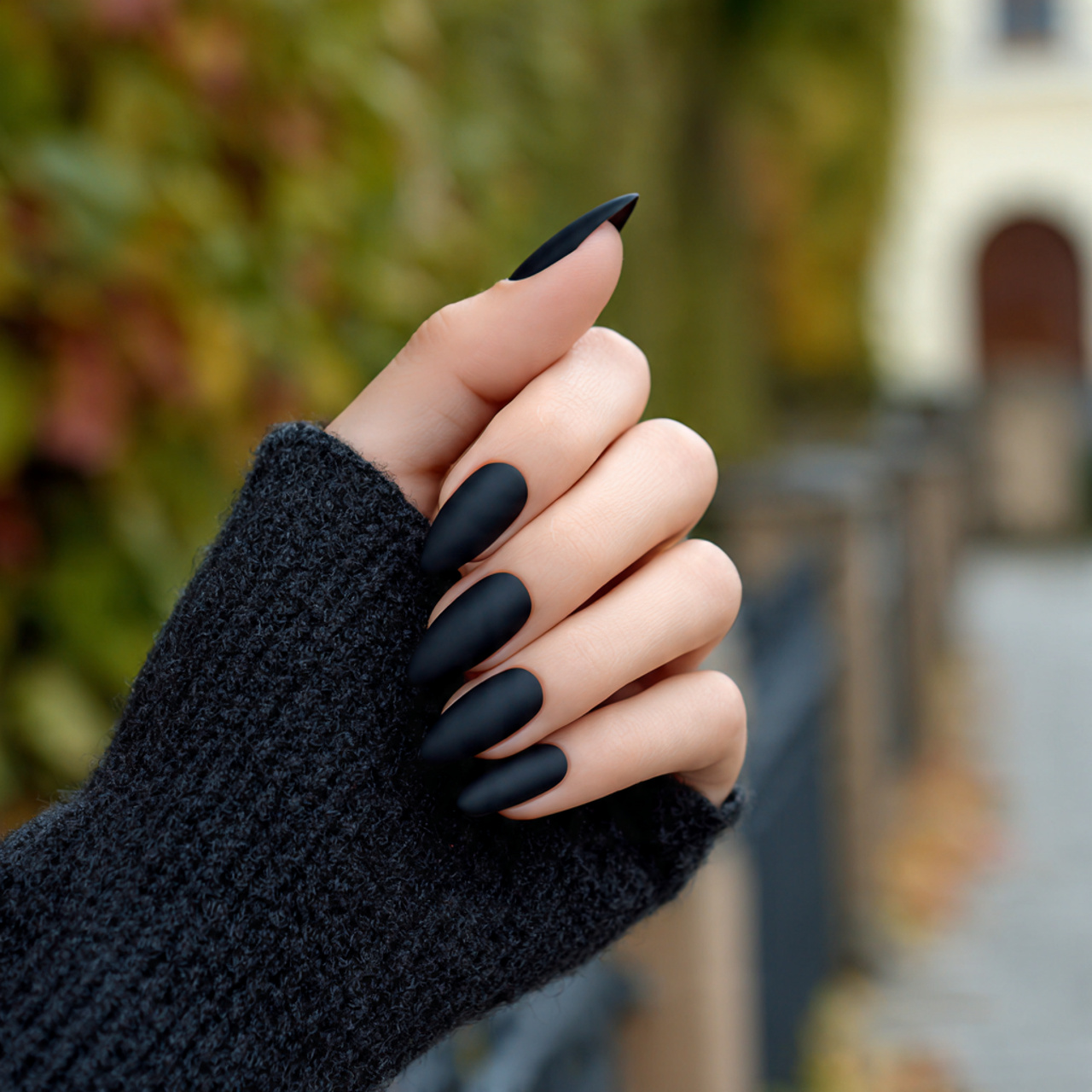 Chic Black Almond Nails for a Modern Look 1 Midnight Velvet Elegance