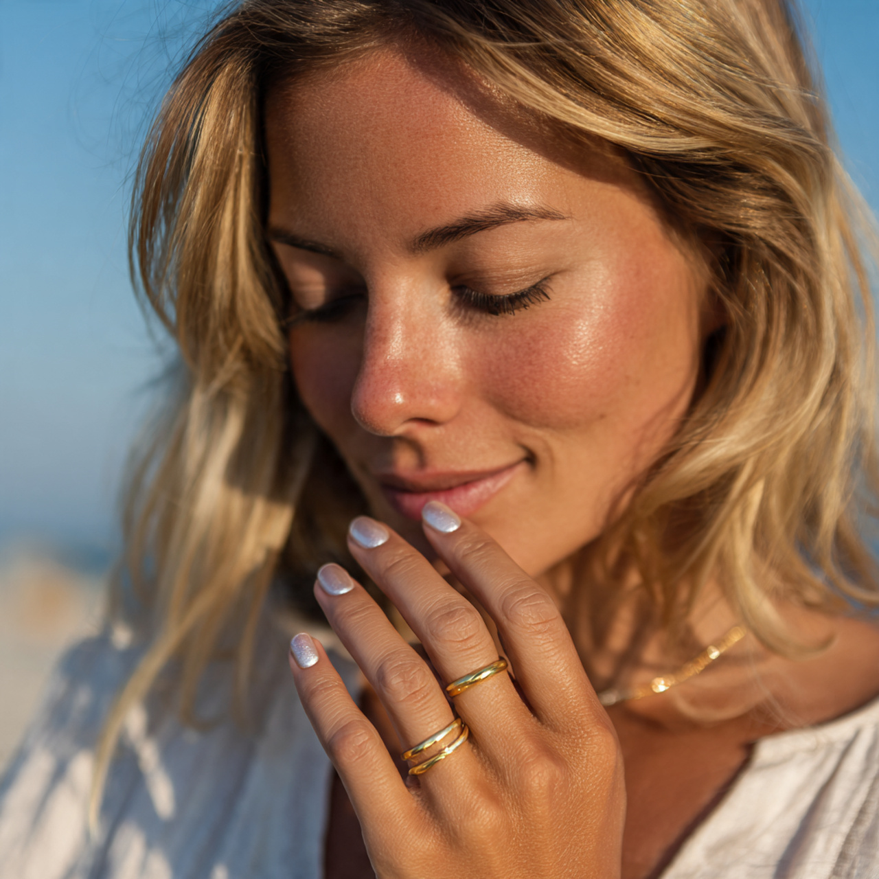 Milky White with Gold Foil Whispers