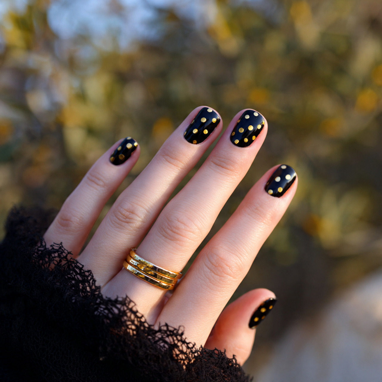 Minimal Black with Gold Dots