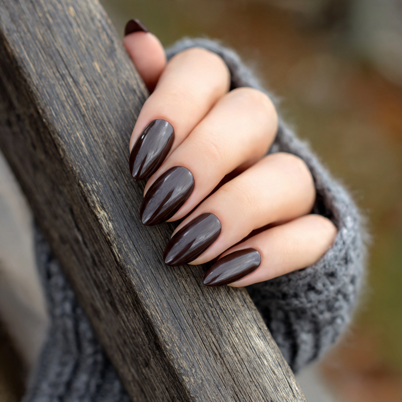 Chic Black Almond Nails for a Modern Look 6 Mocha and Midnight