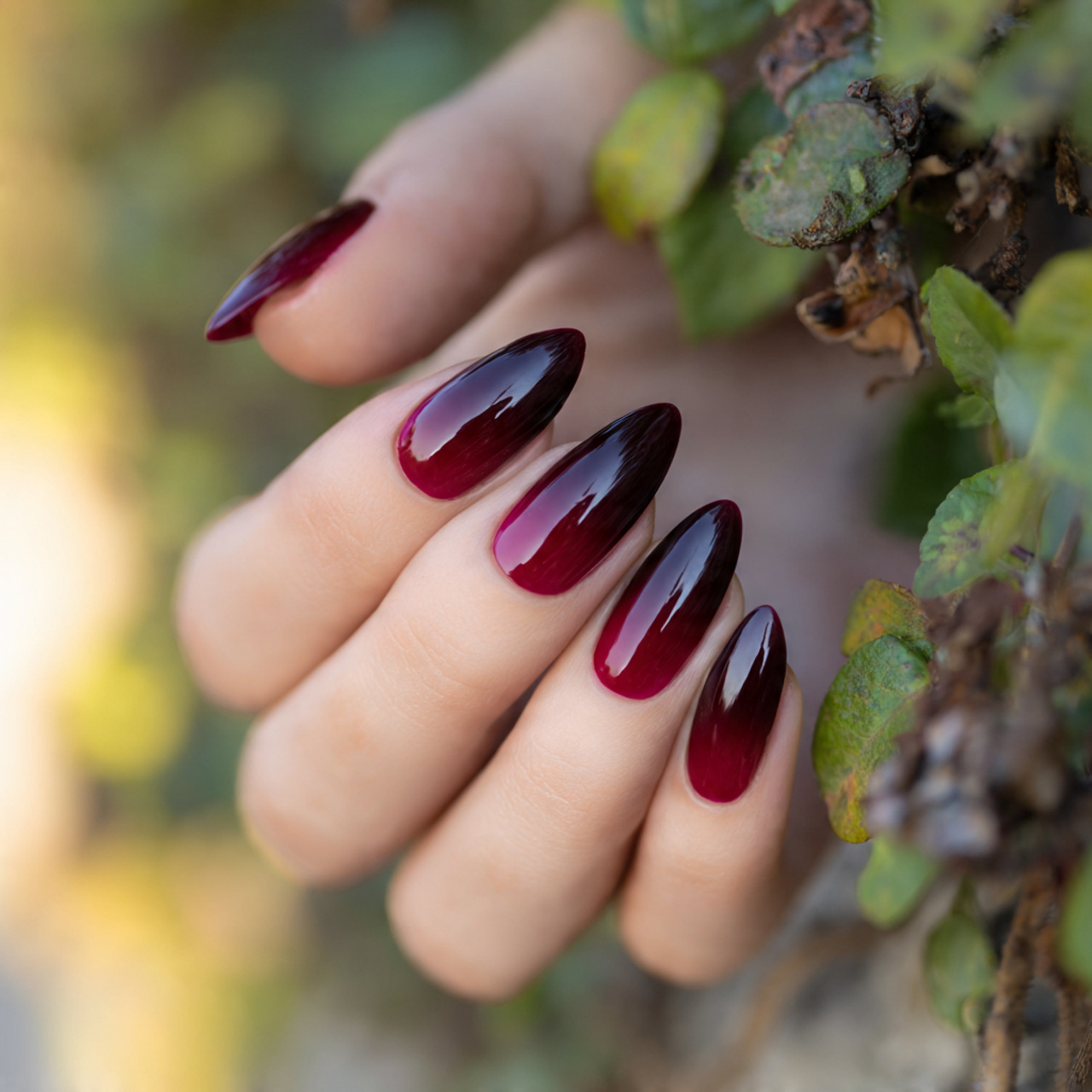 Stunning Black and Red Nails for Any Season 11 Ombre Wine Glow