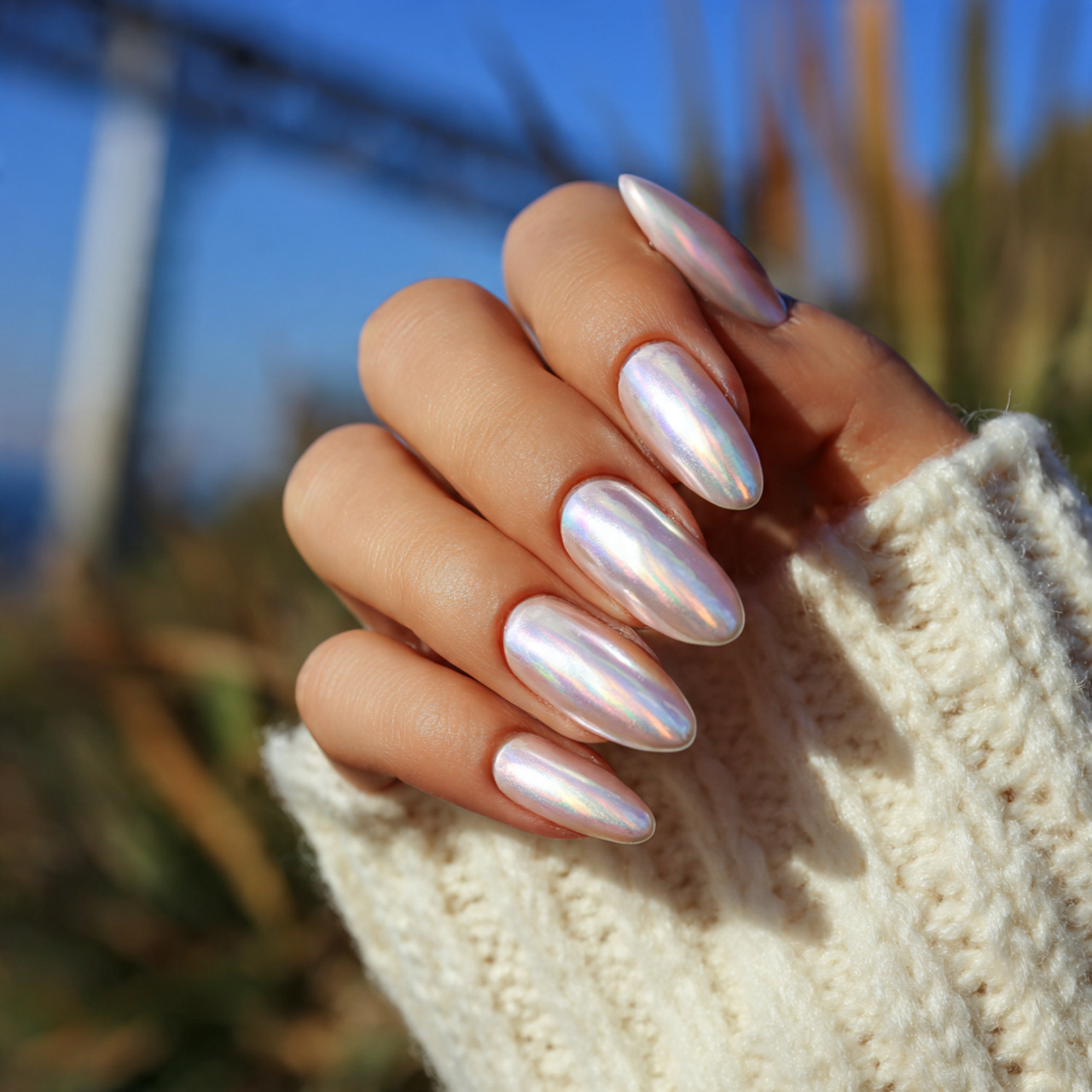 Chic White Chrome Nails You’ll Love in This Season 1 Pearl Glazed Glow