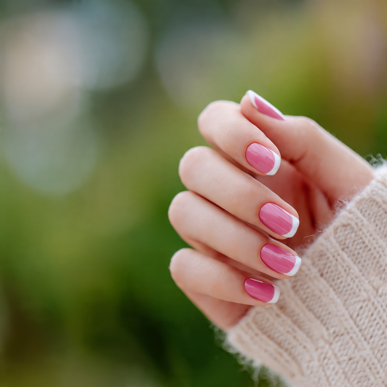 Pink and White Nails