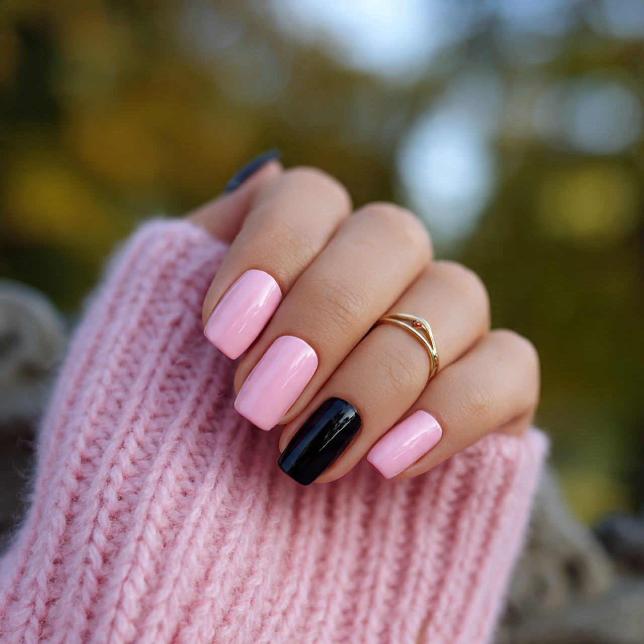 Chic Black and Pink Nails for a Bold Mani 2 Rosé Noir