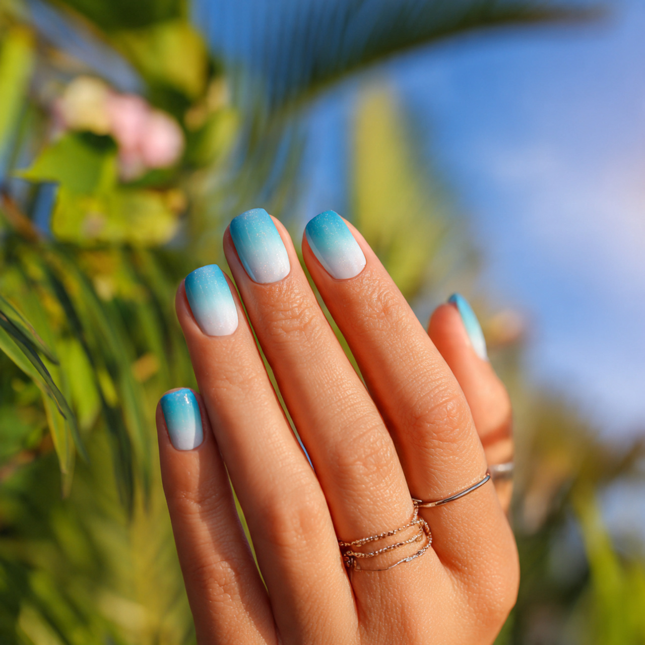 Elegant Blue and White Nails for a Fresh Look 12 Serene Sky Gradient
