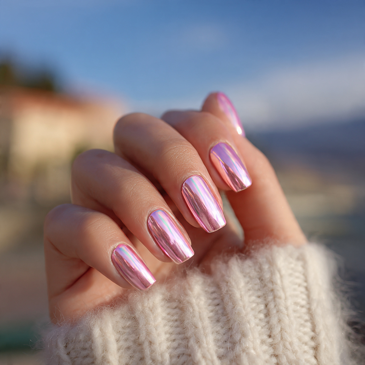 Shimmering French Pink Chrome