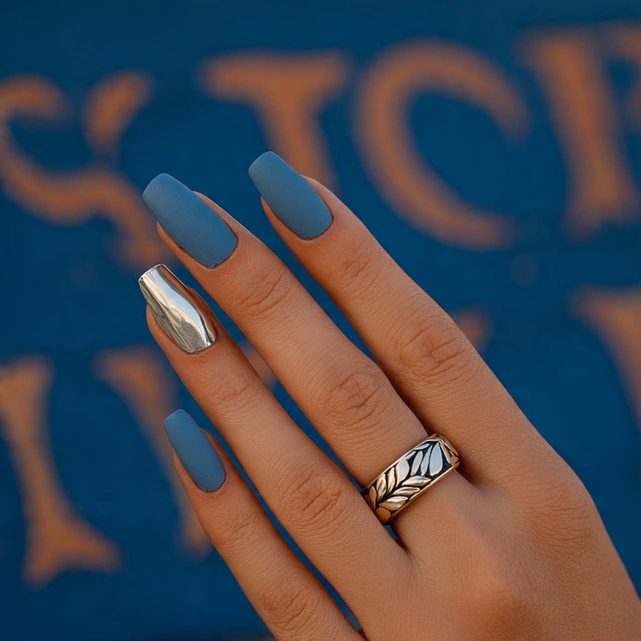 Stunning Silver Chrome Nails for a Futuristic Look 6 Silver Chrome Coffin Elegance