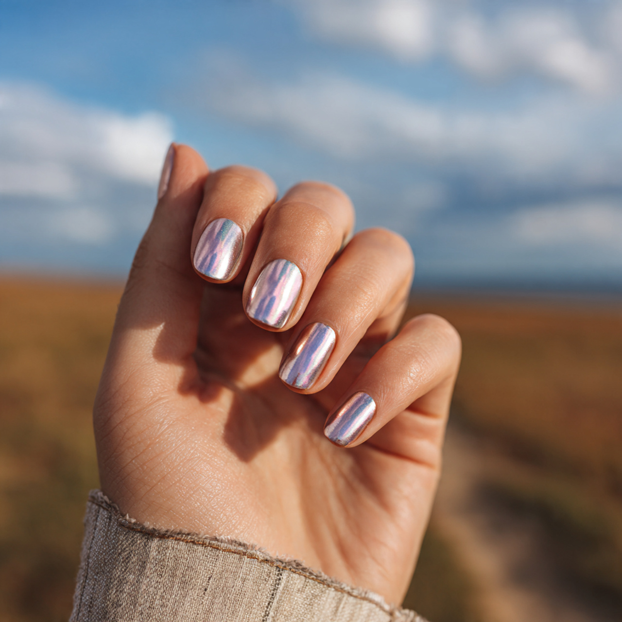 Stunning Silver Chrome Nails for a Futuristic Look 9 Silver Chrome with Soft Pink Undertone