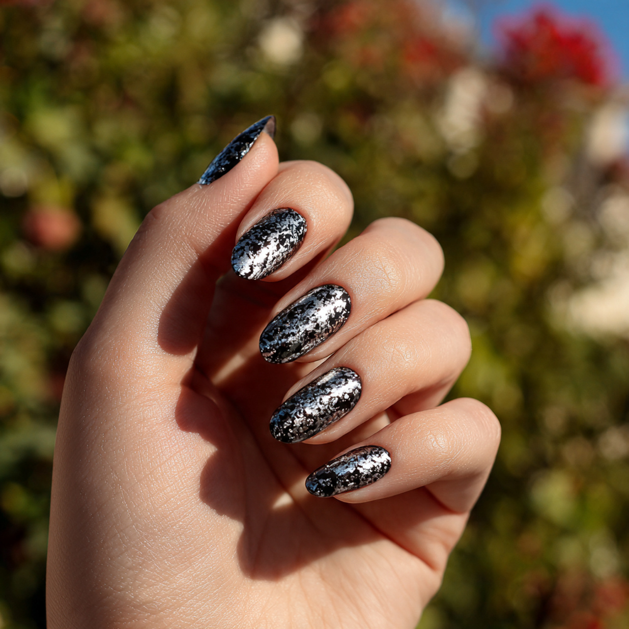 Silver Foil Over Glossy Black