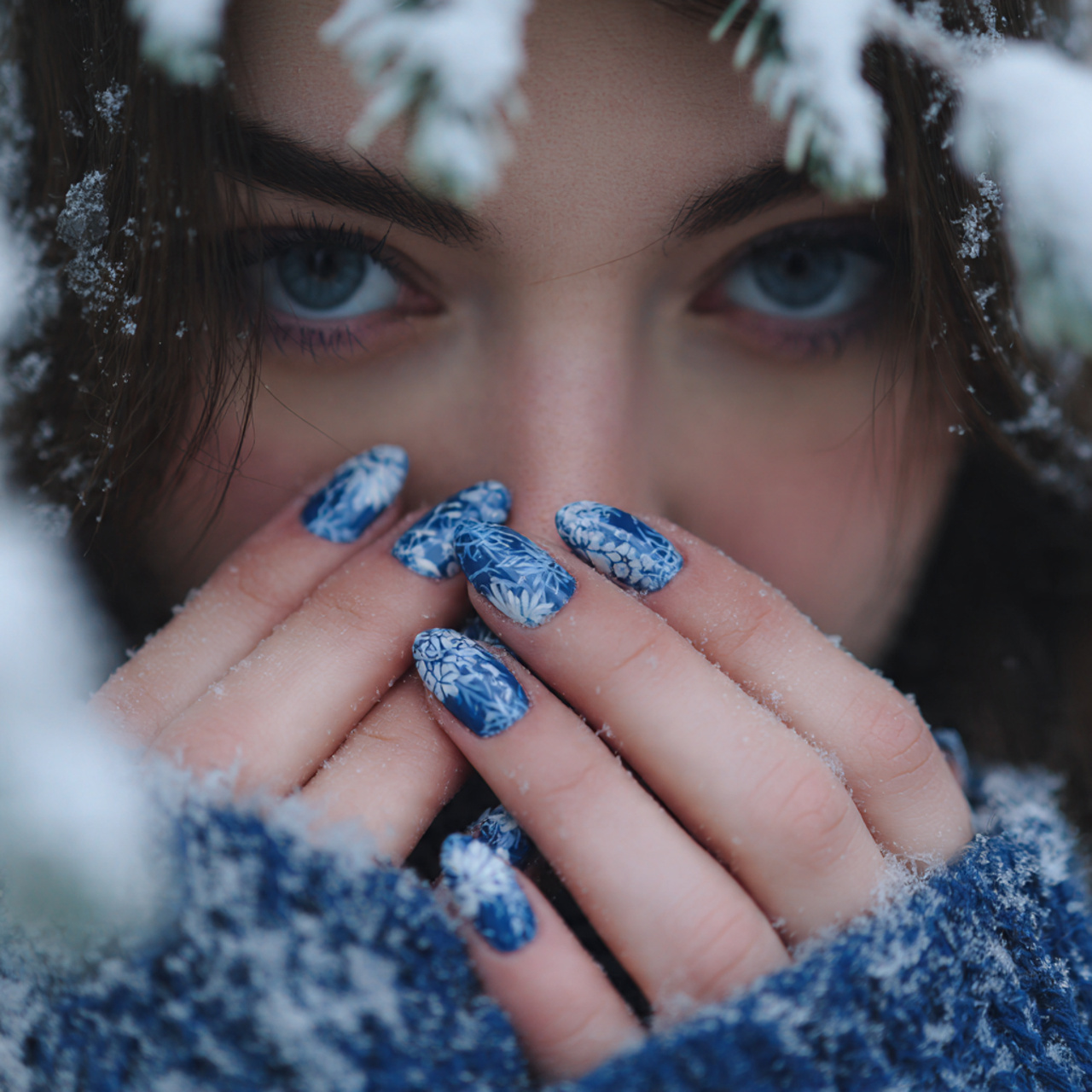 Elegant Blue and White Nails for a Fresh Look 7 Snow Petal
