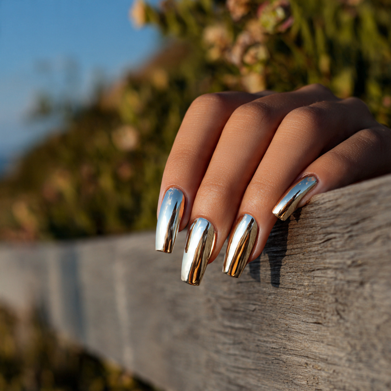 Classy and Modern Short Coffin Nails 3 Soft Chrome Whisper