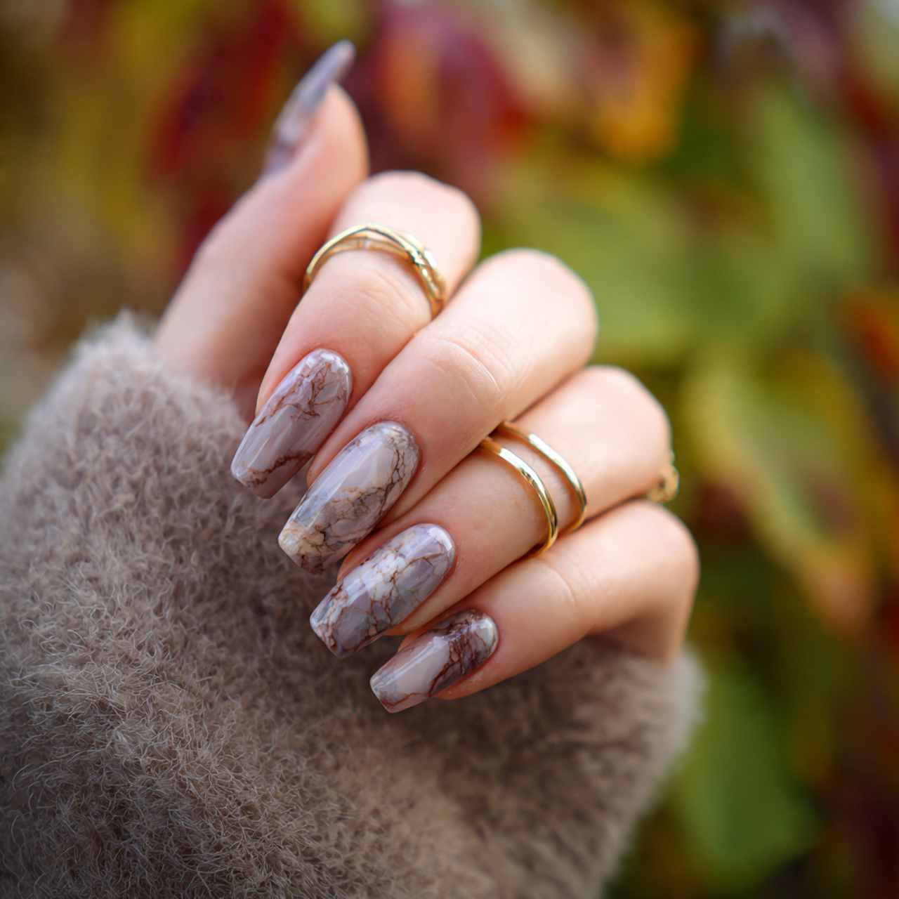 Classy and Modern Short Coffin Nails 8 Soft Mocha Marble