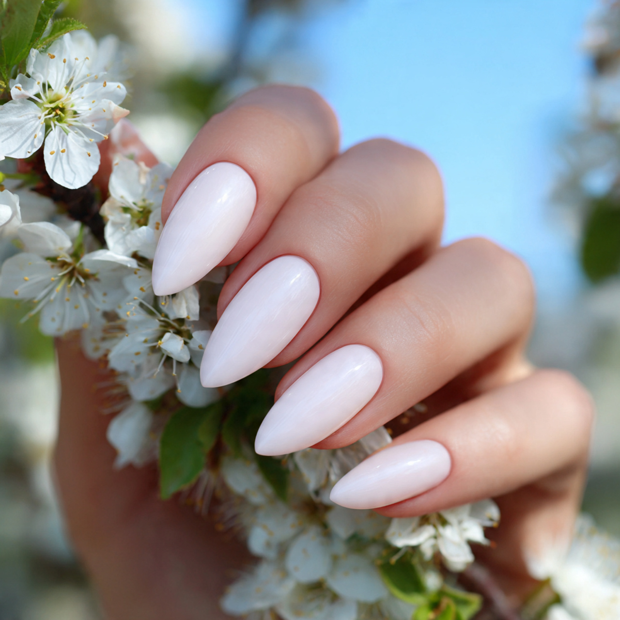 Stylish White Acrylic Nails for a Luxe Look 3 Soft White Almond Elegance