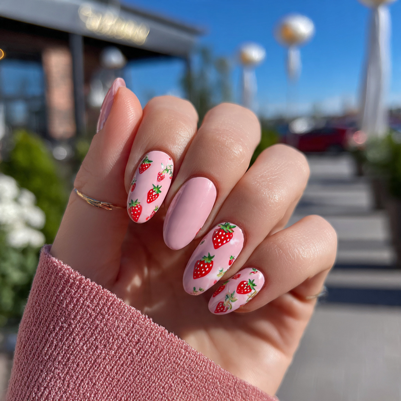 Chic Spring Nails Short for the New Season 11 Strawberry Milk Charm