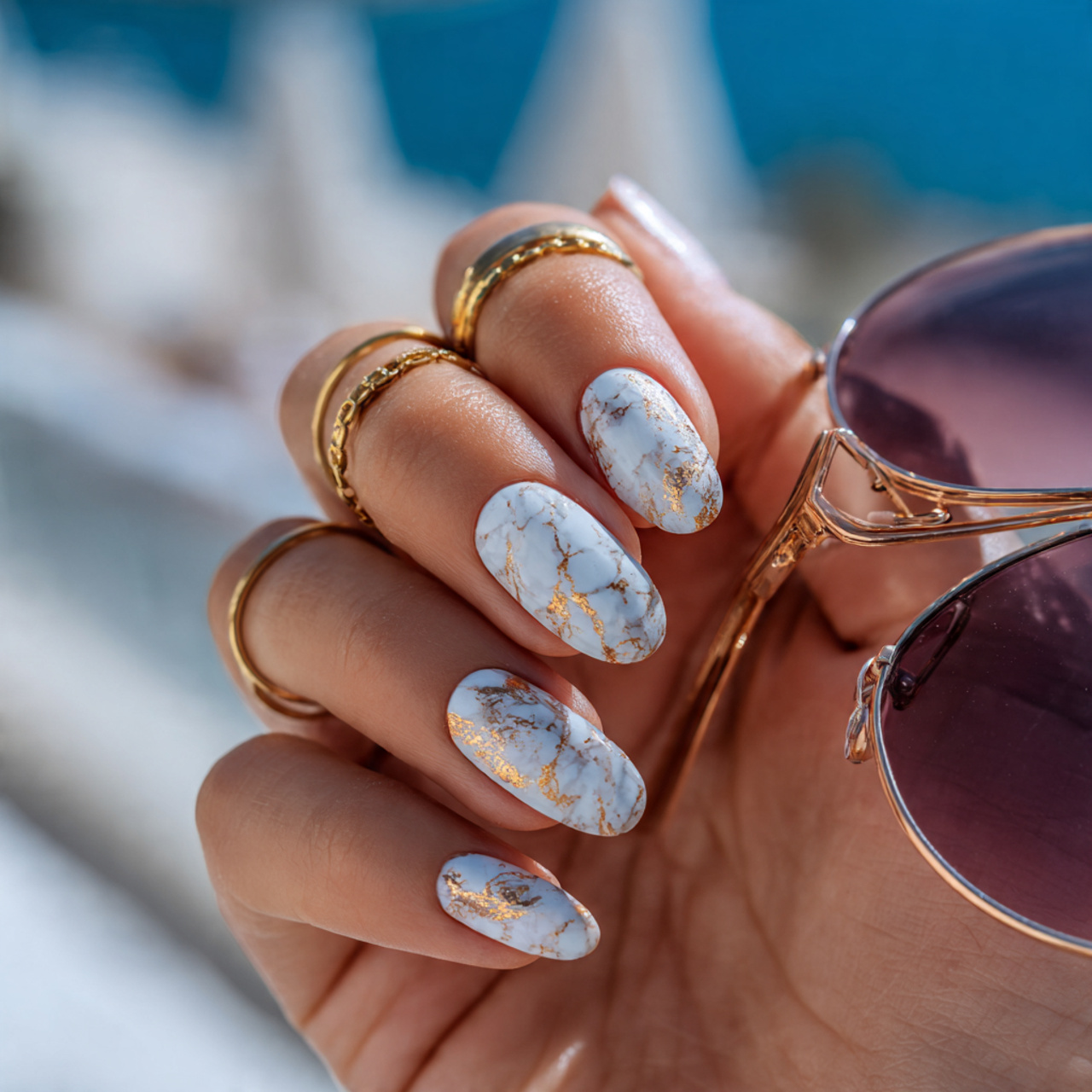 White Marble with Golden Veins