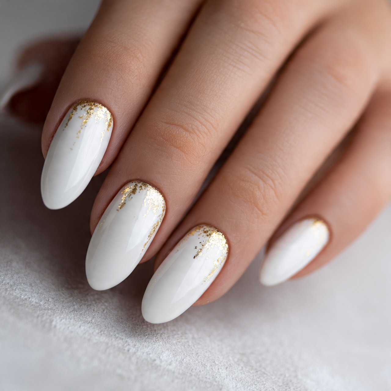 White and gold nails