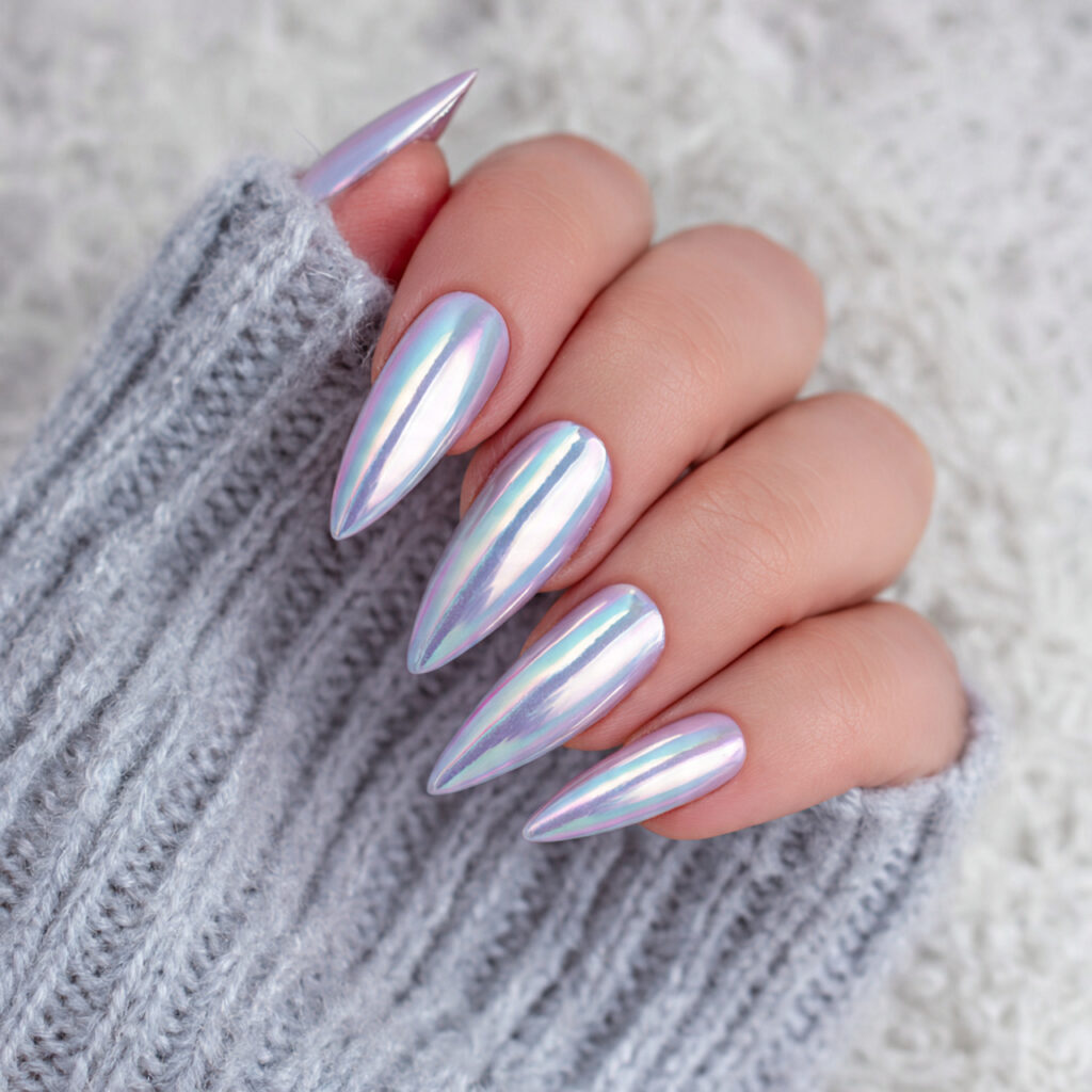 Stunning Silver Chrome Nails for a Futuristic Look 2 Icy Princess Glow