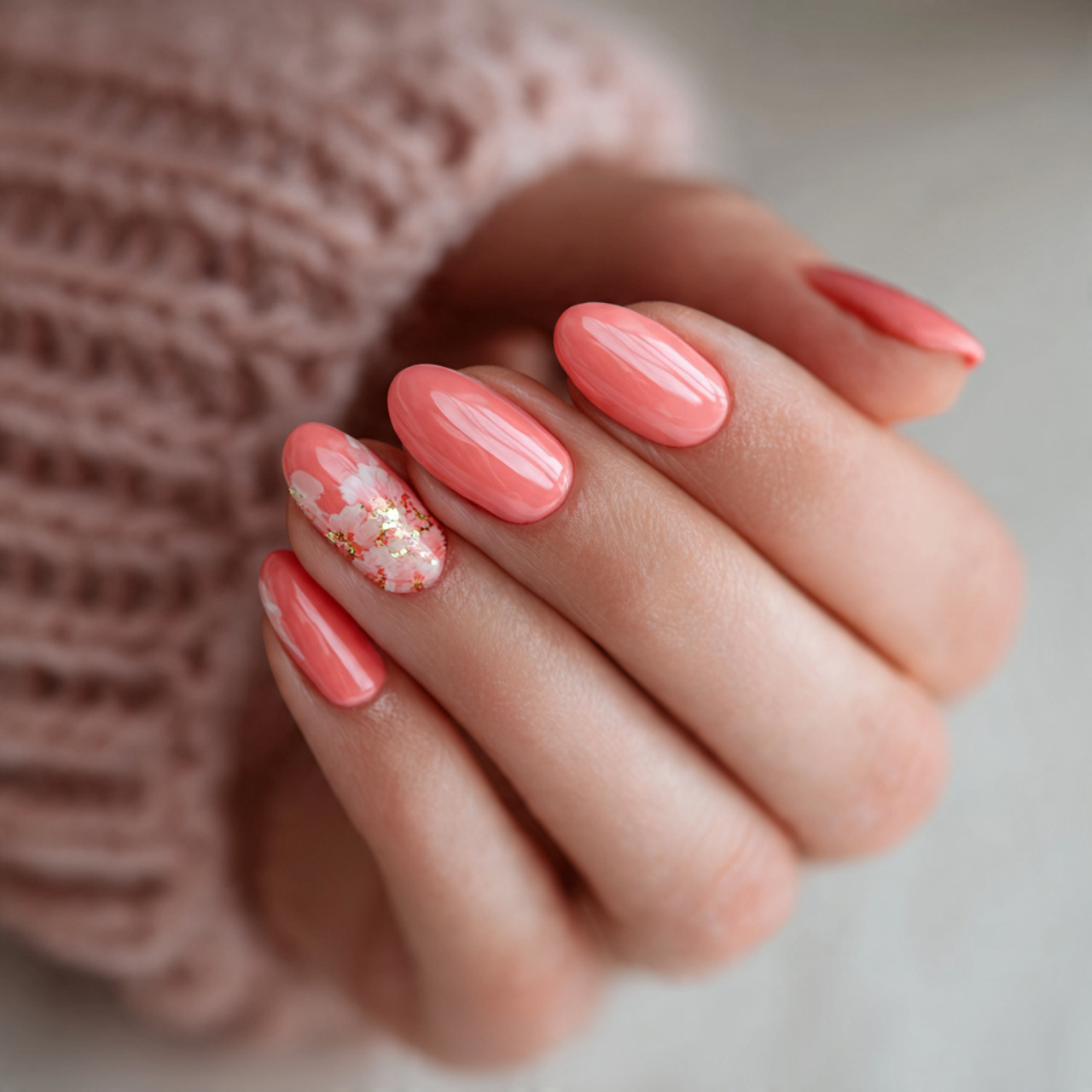 Trendy Short Pink Nails Designs to Try Now 8 Warm Coral Pink Charm